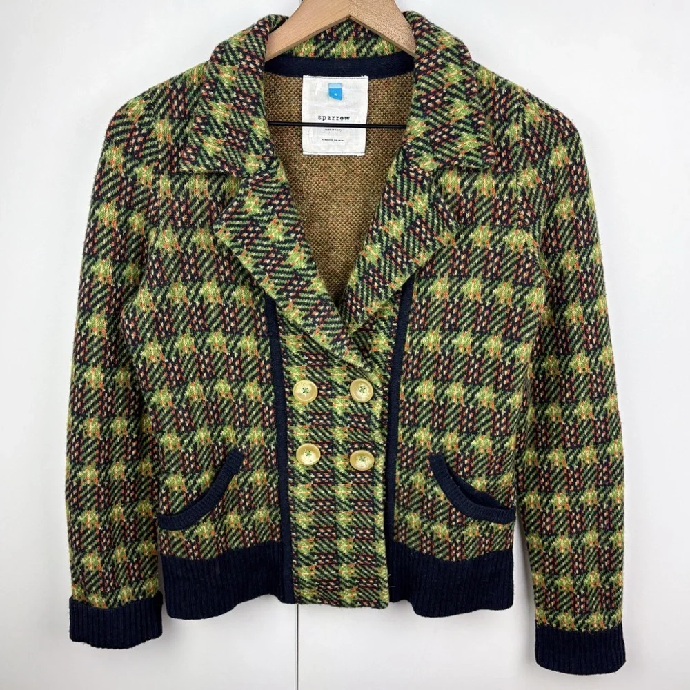 Anthropologie Sparrow 100% Lambswool Millbrook Sweater Jacket Cardigan Blazer
